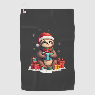 Frohe Slothmas süße Weihnachten Faultier Santa-Hut Golfhandtuch