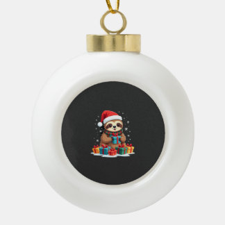 Frohe Slothmas süße Weihnachten Faultier Santa Hut Keramik Kugel-Ornament