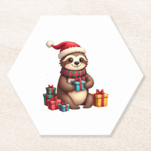 Frohe Slothmas süße Weihnachten Faultier Santa Hut Untersetzer