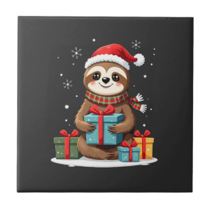 Frohe Slothmas süße Weihnachtss Faultier Santa Hut Fliese