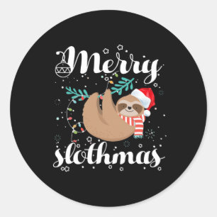 Frohe Slothmas Weihnachten Pajama für Sloth Liebha Runder Aufkleber
