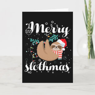 Frohe Slothmas Weihnachtspyjama für Sloth-Fans Karte