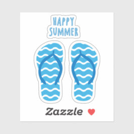 Frohe Sommer-Kontaktsticker mit Flip Flops Aufkleber