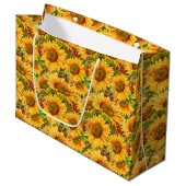 Frohe Sommer Sonnenblumen Geschenktasche Große Geschenktüte (Vorderseite Schrägansicht)