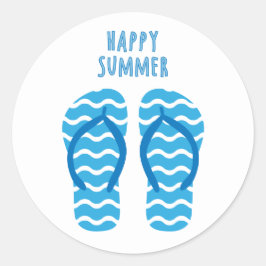 Frohe Sommerklemme mit Flip Flops Runder Aufkleber