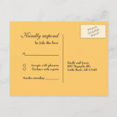 Frohe Sonnenblumen Navy Blue Wedding RSVP Einladungspostkarte (Rückseite)