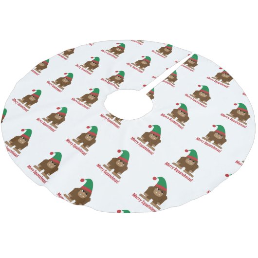 Frohe Squatchmas! Polyester Weihnachtsbaumdecke (Schrägansicht)