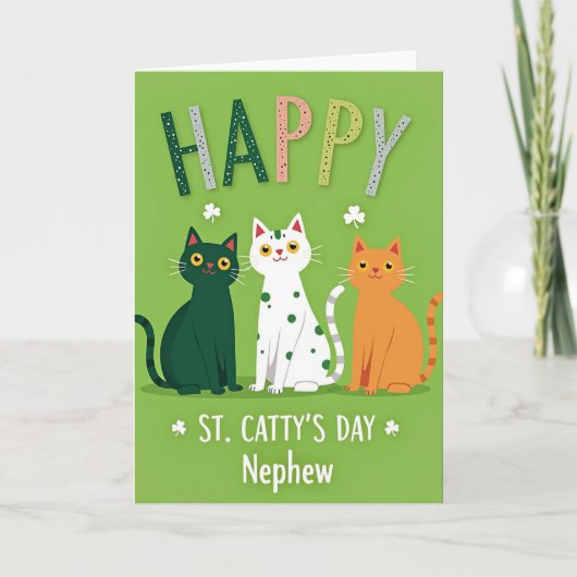 Frohe St. Catty's Day Neffe Karte (Vorderseite)