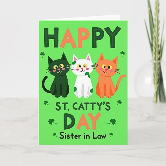 Frohe St. Cattys Tag Schwesterkarte Karte (Vorderseite)