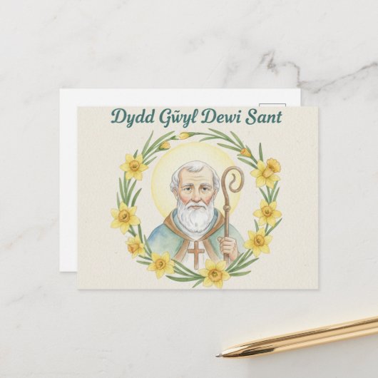 Frohe St. Davids-Tag Postkarte (Vorderseite/Rückseite Beispiel)