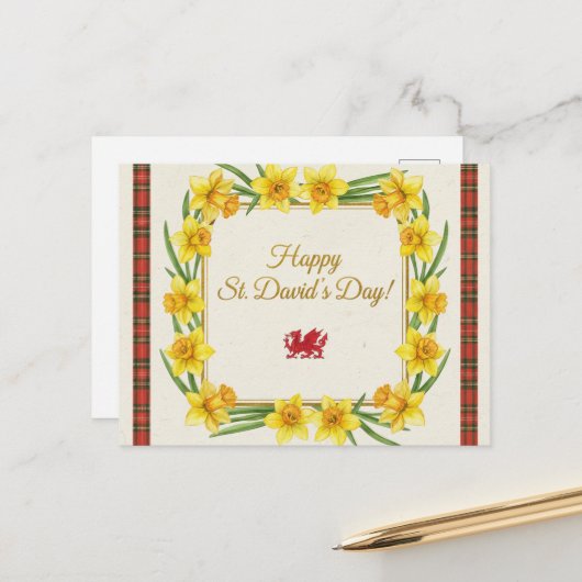 Frohe St. Davids-Tag-Postkarte Postkarte (Vorderseite/Rückseite Beispiel)