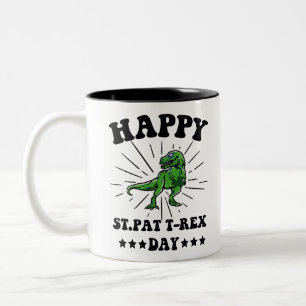 Frohe St Pat Trex Tag Dino St Patricks Tag Zweifarbige Tasse
