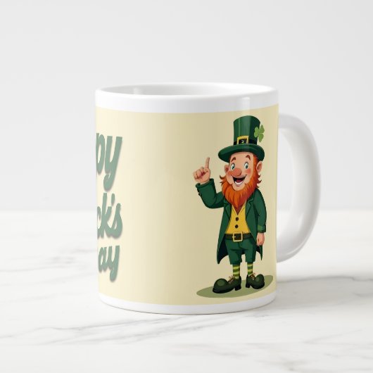Frohe St. Patrick’s Day Kleiner Kobold Jumbo-Tasse (Vorderseite Rechts)