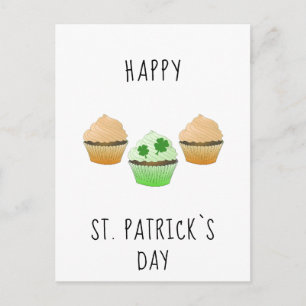 Frohe St. Patrick`s Tag Muffins und Kleeblatt Postkarte