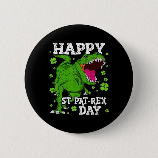 Frohe St Patricks Day Dinosaurier T-rex Jungen Kle Button (Vorderseite)