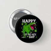 Frohe St Patricks Day Dinosaurier T-rex Jungen Kle Button (Vorne & Hinten)