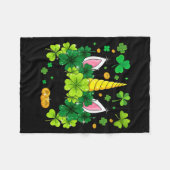 Frohe St. Patricks Day Einhorn Gesicht Irisches Kl Fleecedecke (Vorderseite (Horizontal))