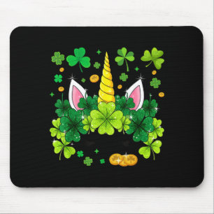 Frohe St Patricks Day Einhorn Gesicht Irisches Kle Mousepad