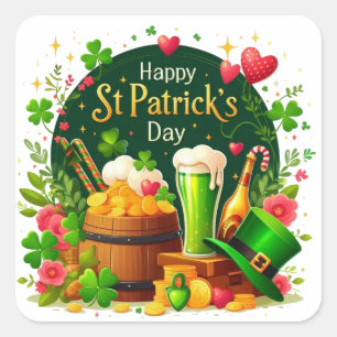 Frohe St. Patrick's Day Festliche Feier Quadratischer Aufkleber