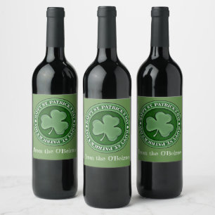 Frohe St. Patrick's Day Glückskleeblatt individuel Weinetikett