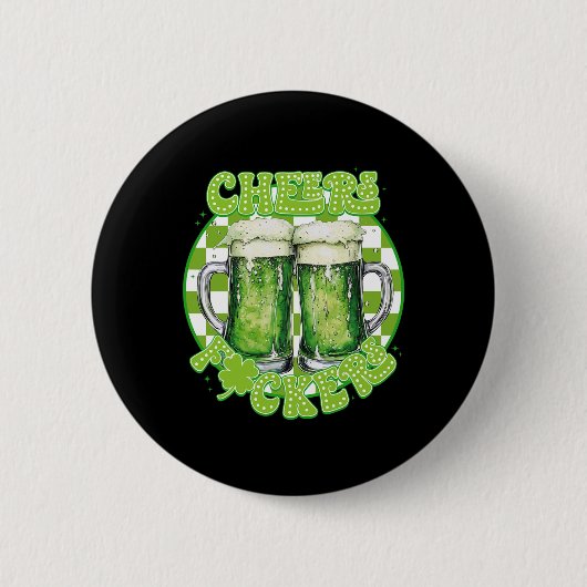 Frohe St. Patricks Day irischer Shamrock Biene Button (Vorderseite)