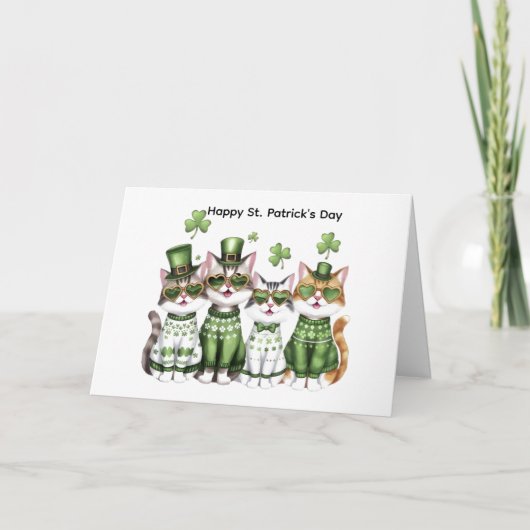 Frohe St. Patrick's Day Katzen Karte (Vorderseite)