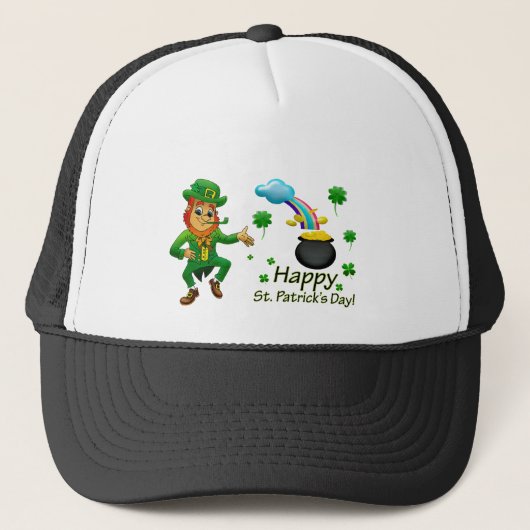 Frohe St. Patricks Day Leprechaun Regenbogen Truckerkappe (Vorderseite)