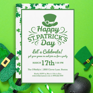 Frohe St. Patricks Day Party Kobold & Kleeblätter Einladung