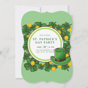 Frohe St. Patricks Day Party Leprechaun & Shamrock Einladung