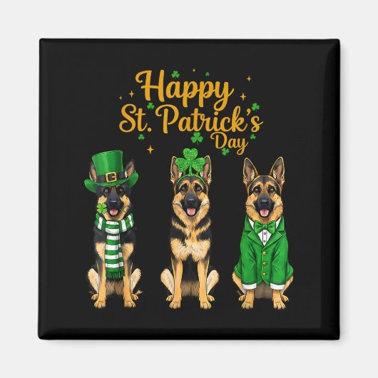 Frohe St. Patrick's Day Schäferhund Grafik Magnet (Vorne)