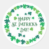 Frohe St. Patrick's Day Shamrock Kranz Aufkleber (Vorderseite)