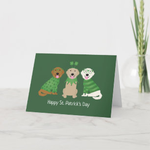 Frohe St. Patricks Tag Golden Retriever Hunde Feiertagskarte