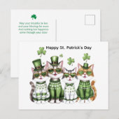 Frohe St. Patricks Tag Katzen Postkarte (Vorne/Hinten)