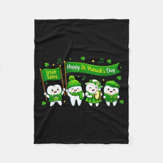 Frohe St. Patricks Tag Zahnfiguren Fleecedecke (Vorderseite)