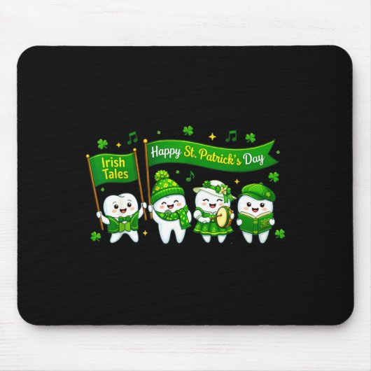 Frohe St. Patricks Tag Zahnfiguren Mousepad (Vorne)