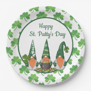 Frohe St. Patty's Day Gnome Pappteller