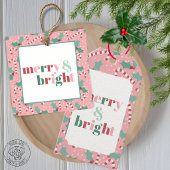 Frohe & strahlende rosa Candy Cane Geschenkanhänger