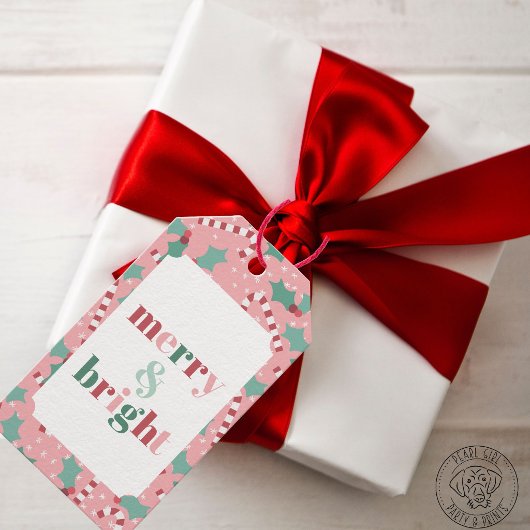 Frohe & strahlende rosa Candy Cane Geschenkanhänger