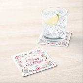 Frohe & strahlende vintage Weihnachtsferien Rechteckiger Pappuntersetzer (Vor Ort)