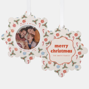 Frohe & strahlende wellenförmige Rahmen-Weihnachts Ornament Karte