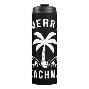 Frohe Strandweihnacht Palmenstrand Weihnachten Thermosbecher