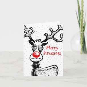 Frohe Stress-Weihnachten Rudolf Weihnachtskarte Feiertagskarte