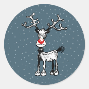 Frohe Stressweihnachten mit Rudolph dem Rentier Au Runder Aufkleber
