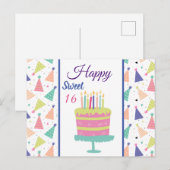 Frohe Sweet 16 Postkarte (Vorne/Hinten)