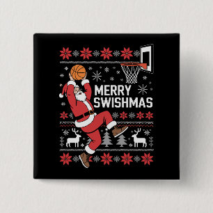 Frohe Swishmas Basketball hässliches Weihnachten X Button