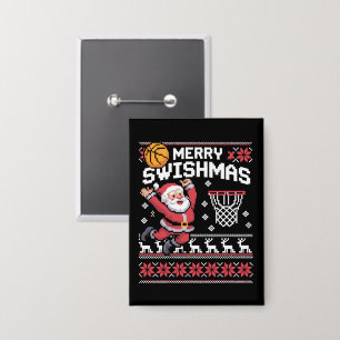 Frohe Swishmas Basketball hässliches Weihnachten X Button