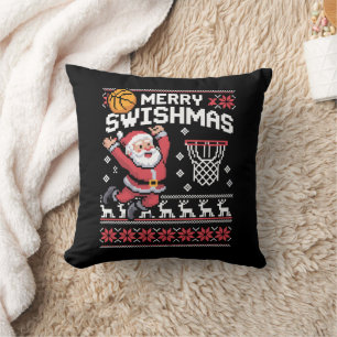Frohe Swishmas Basketball hässliches Weihnachten X Kissen
