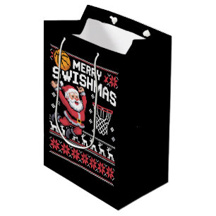 Frohe Swishmas Basketball hässliches Weihnachten X Mittlere Geschenktüte