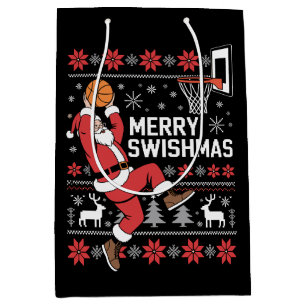 Frohe Swishmas Basketball hässliches Weihnachten X Mittlere Geschenktüte