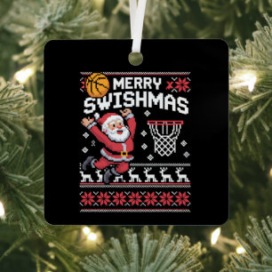 Frohe Swishmas Basketball hässliches Weihnachten X Ornament Aus Metall